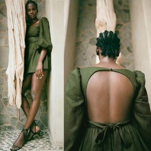 Reformation Brodie linen dress in green